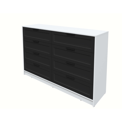 Kомод Тренд КТ-К157 (Белый платинум ЛДСП/ Черный ЛМДФ) Ш1565 В1020 Г451